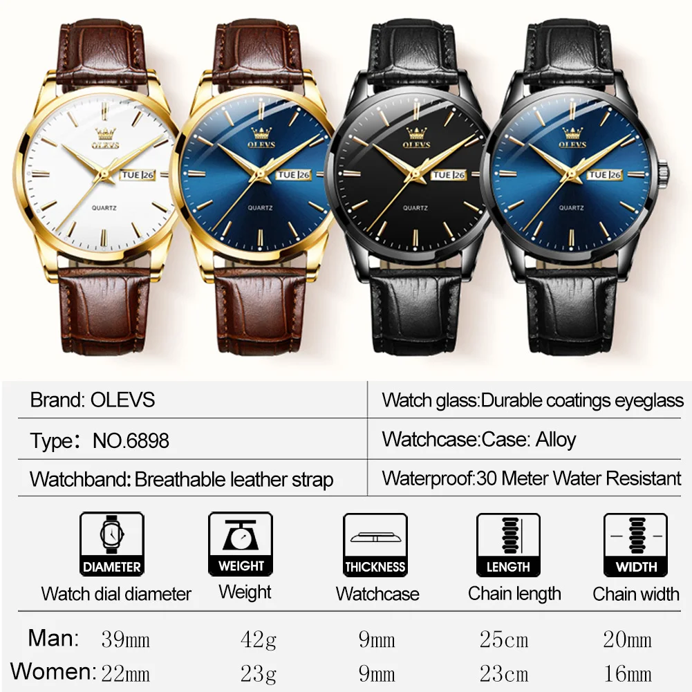 Часы наручные мужские кварцевые брендовые Роскошные модные с кожаным ремешком