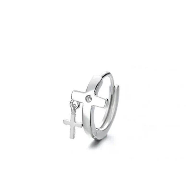 

Punk Hip Hop Silver Color 1PCS Cross Clip Earrings European And American Charming Women's Fashion Accessories Nightclub Jewelry