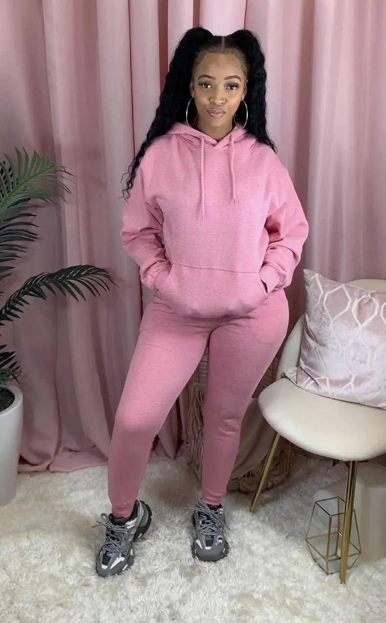 Fashion Women Two Piece Set Hooded Sweatshirts Pencil Jogger Sweatpants Suit Tracksuit Fitness Outfit Matching Set