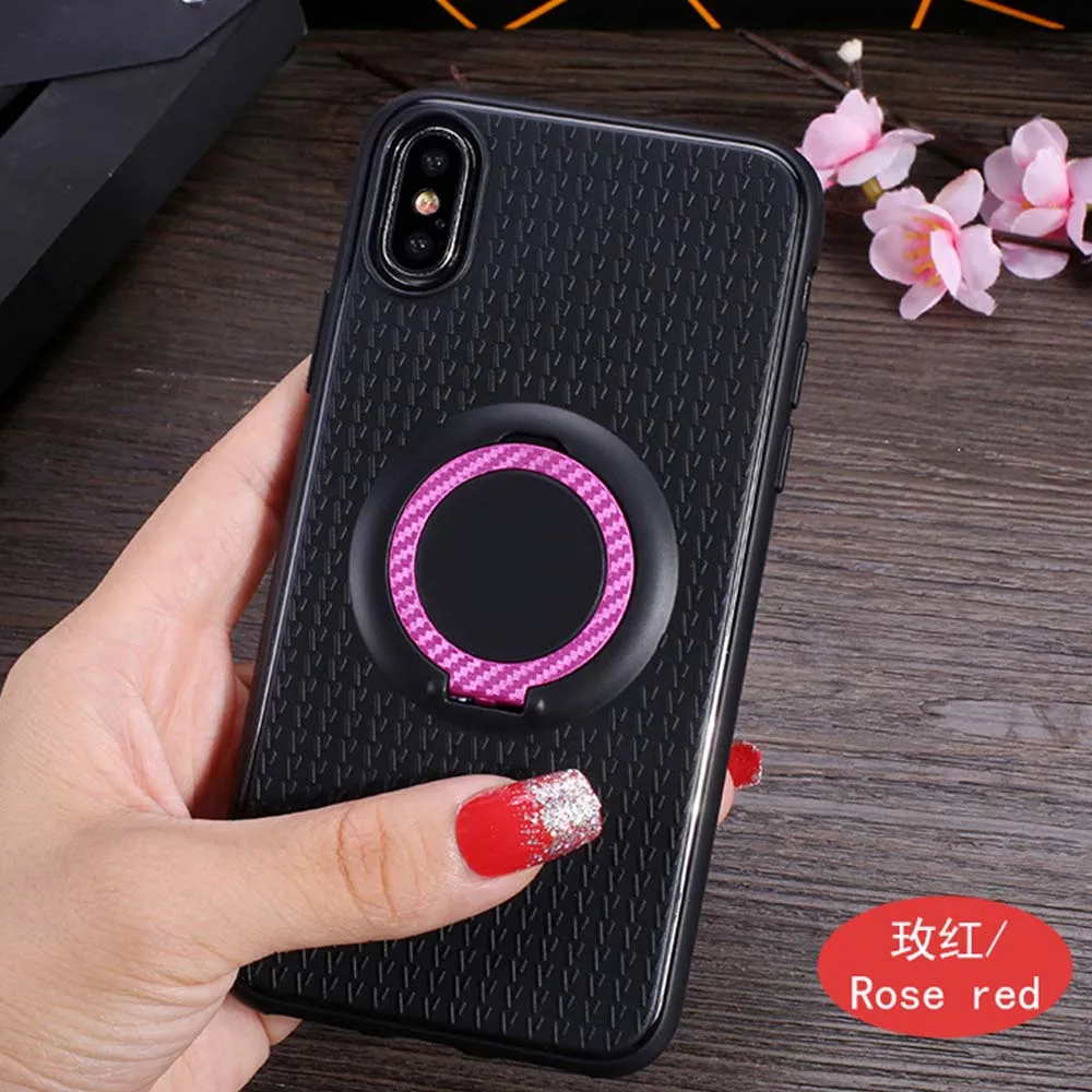 Rose Red Чехол с магнитным кольцом на палец для Xiaomi Mi A1 A2 Mix 2 Mi6 Mi 8, чехол с 360 держателем для Redmi 4X 4A S2 6 6A 5 Plus Note 5A Prime - Цвет: Rose Red
