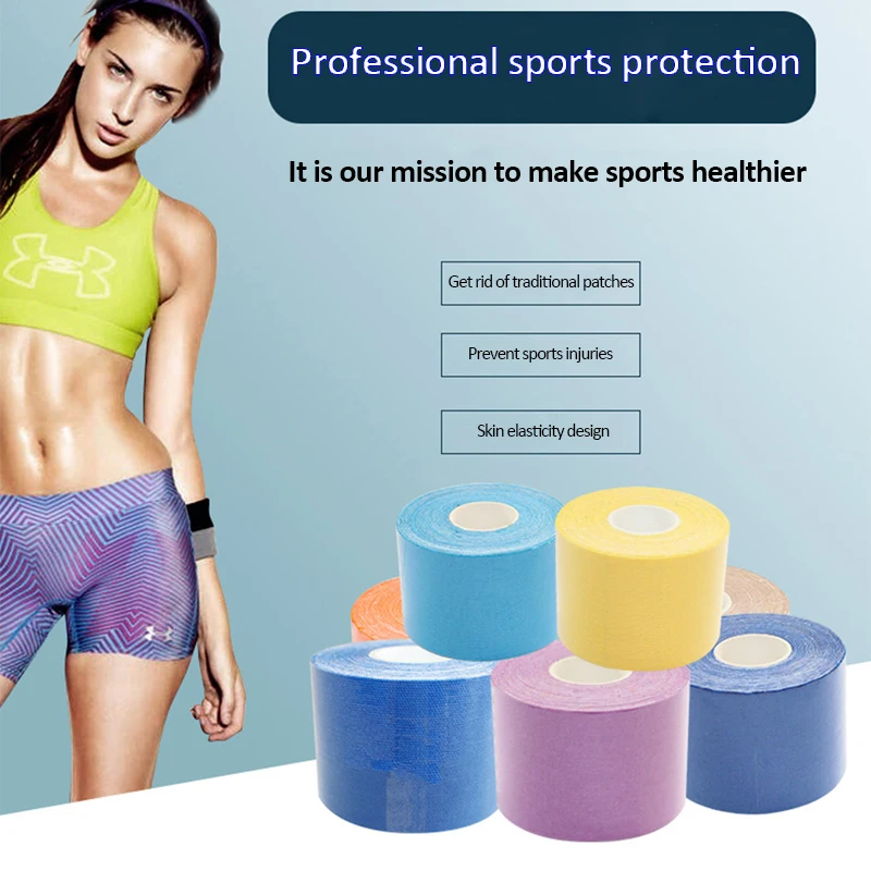 5 м дышащий хлопок кинезиологии ленты спортивный эластичный клей рулона повязка
