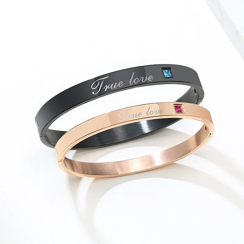 Мужские и женские браслеты каффы из нержавеющей стали цвета розового золота