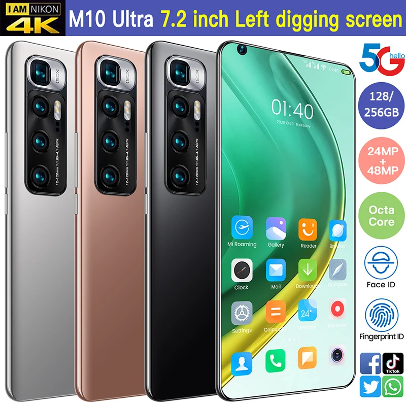 

7.2 Inch M10 Ultra Smartphone 5G 8core 128/256GB Android10 Full Screen Dual SIM Mobile Phone 6000mAh Octa Core Cell Phone