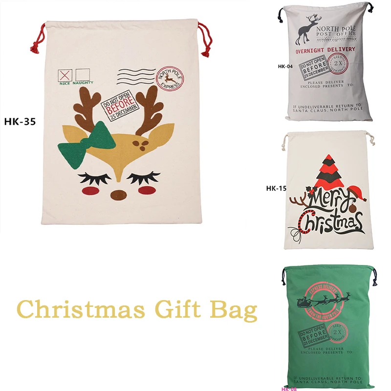 

100Pcs/Lot Christmas Storage Santa Sacks Toy Cookie Gift Bag Festival Supplier Decoration Cloth With Drawstring Bag For Child