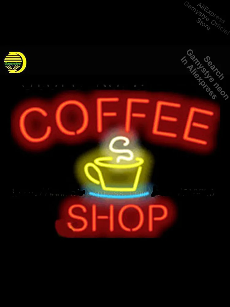 

Coffee Shop Neon Sign Real Glass Tube Display Light Lamp Decorative Bar Beer BULBS Shop Decor Neon Signs Lighted Garage Signs