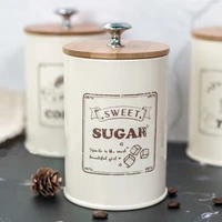3pcs retro tea coffee sugar canister kitchen organizer jars metal w lid