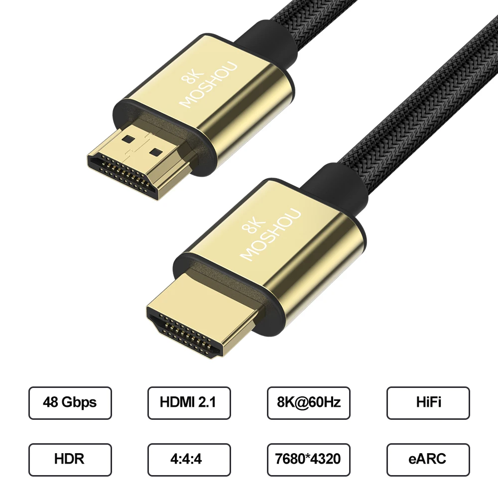 HDMI 2.0b 2,1 кабели MOSHOU 8K 4K 60Hz MOSHOU 48 Гбит/с ARC высокой четкости видео шнур для усилителя ТВ