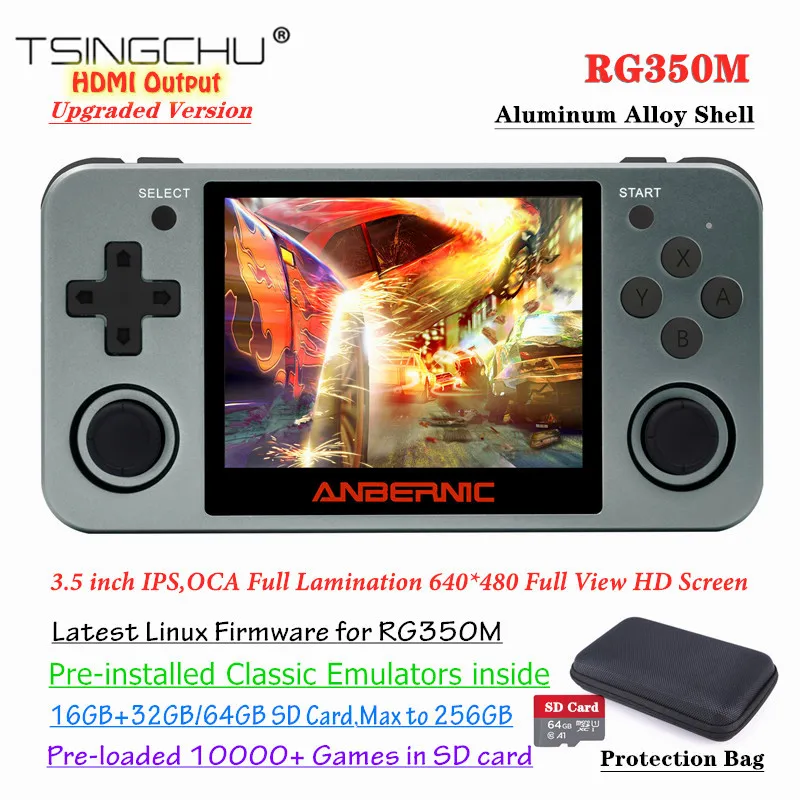 Игровая Ретро консоль TSINGO RG350M Linux OS корпус из алюминиевого сплава 3 5 дюйма IPS экран