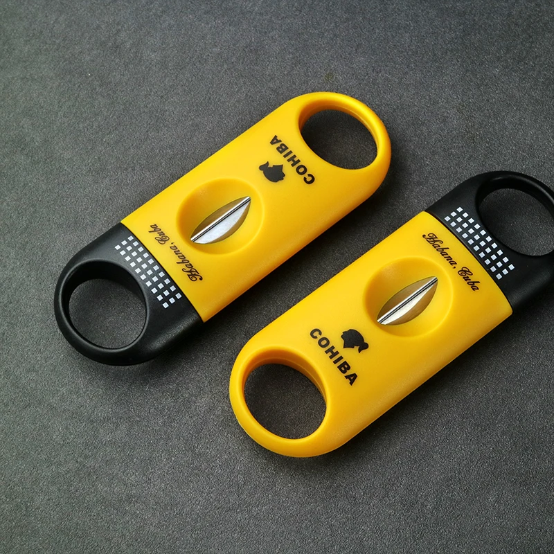 COHIBA пластиковый резак для сигар с V-образным вырезом новые лезвия из нержавеющей