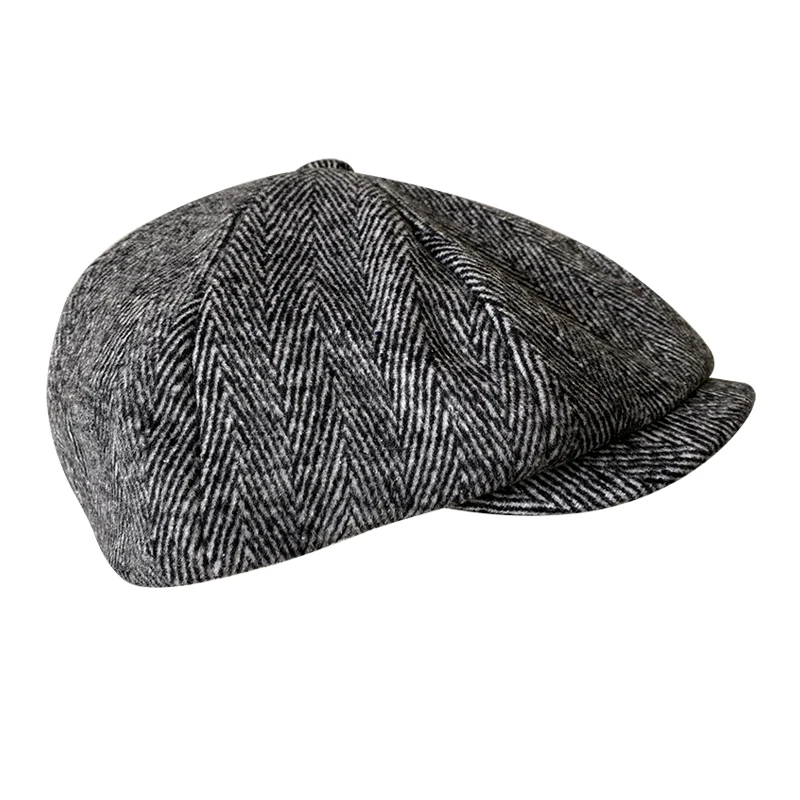 Шерстяная кепка для мужчин Осень-зима шляпа в стиле Гэтсби мужская плоская серая