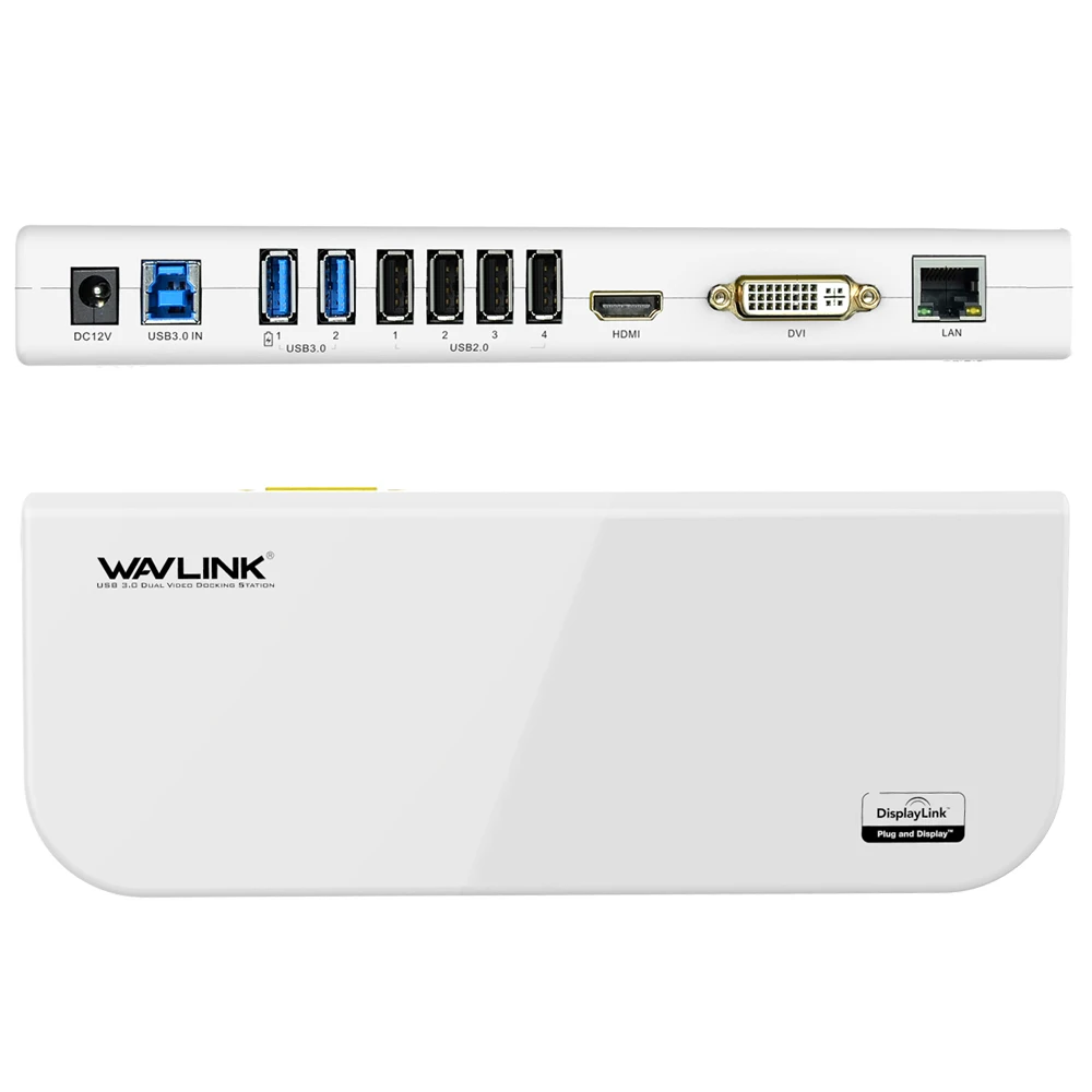 Wavlink Универсальная док-станция USB 3,0 Двойной видео дисплей монитор RJ45 гигабитный Ethernet Поддержка 1080P DVI/HDMI/VGA для ноутбука