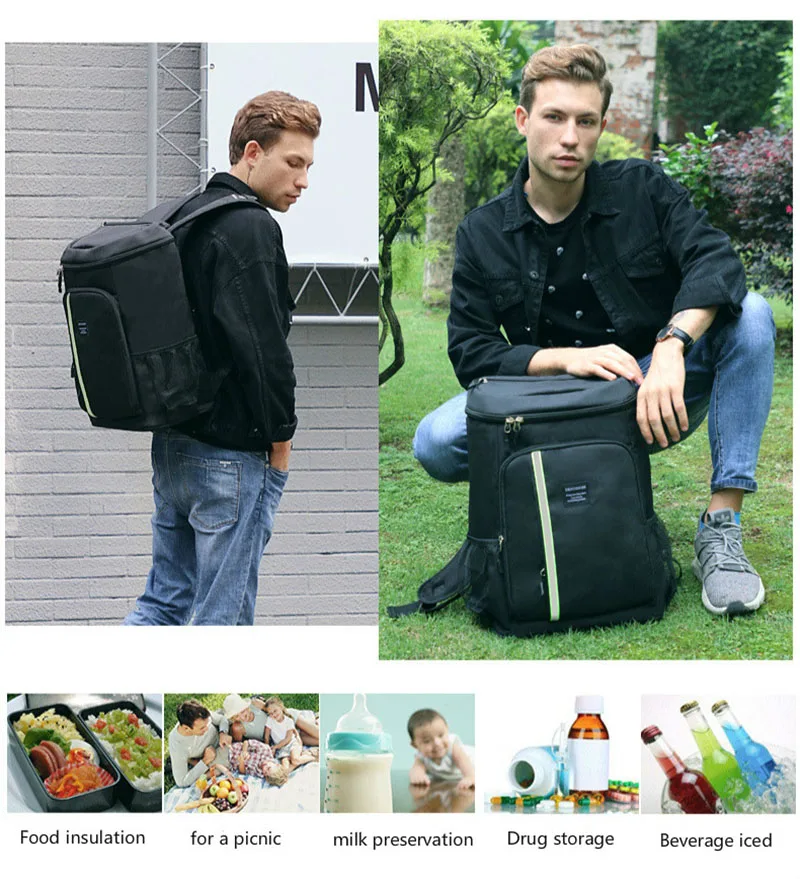 

DENUONISS Insulation Cooler Backpack 30L Travel Picnic Thermal Cooler Bag Men Large Capacity Tourit Backpack High Quality