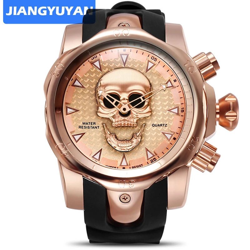 Hot Silicone Blet Casual Sport Watches Men 3D Skull Face Quartzwatch Luxury Brand Military Wrist Watch relogios masculino 2019 | Наручные
