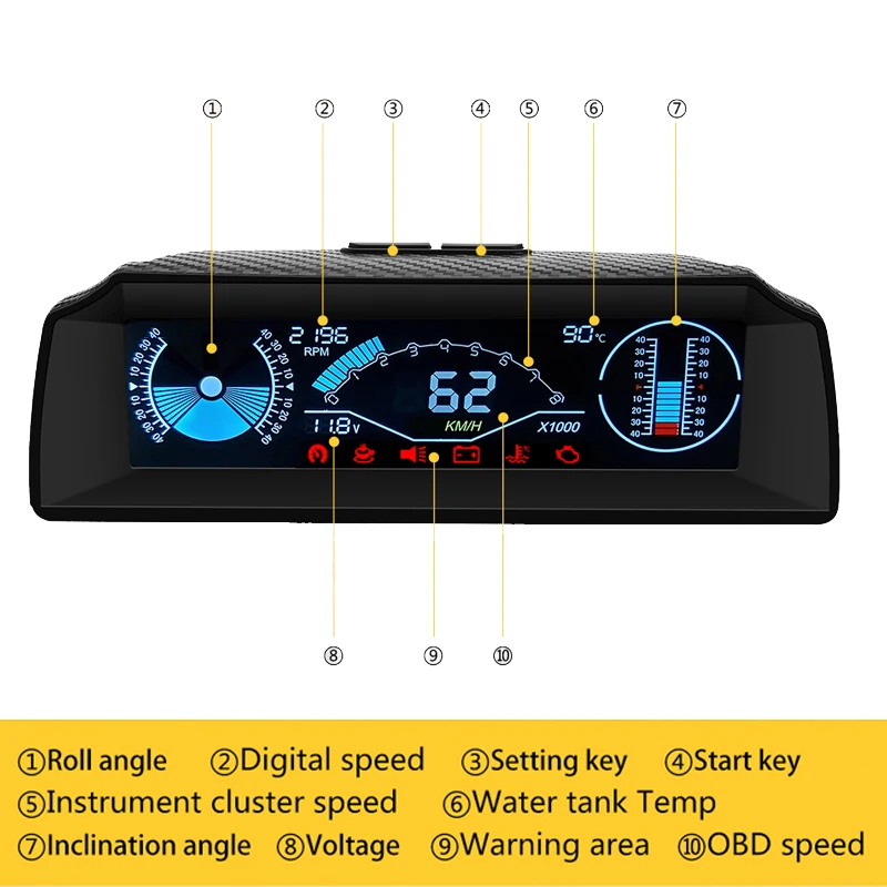 AUTOOL X90 бортовой компьютер головой вверх Дисплей Hud Obd2 Автомобильный спидометр