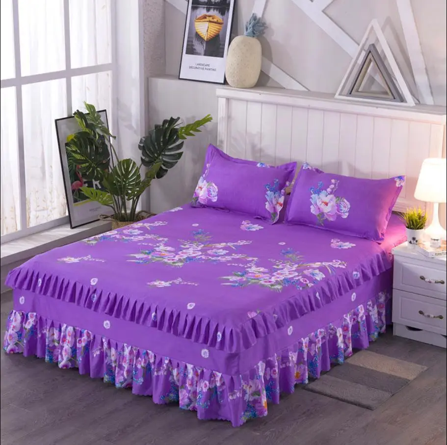 Тонкая натяжная простыня с цветочным принтом (без наволочки) удобное постельное