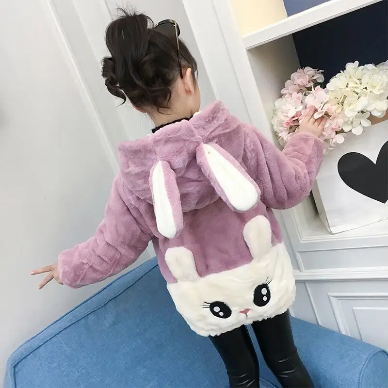 Girl's Winter Imitation Fur Coat 2018 Girls Thick Fluff Warm Children Baby Clothes Kid Plus Velvet Wholesale | Детская одежда и