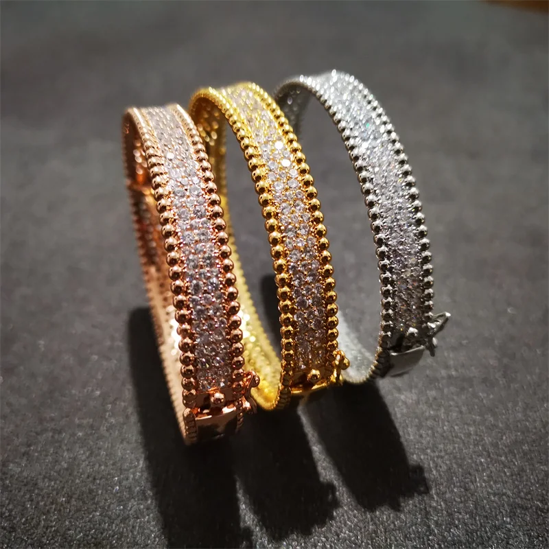 Роскошный высококачественный Женский браслет из меди и фианита цвета