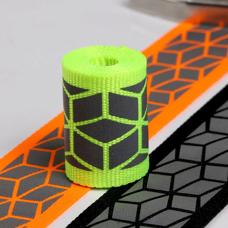 

27 мм светоотражающая лента ромб резной тканый яркий серебристый полосатый предупреждающий провод DIY Одежда швейный аксессуар 1 метр