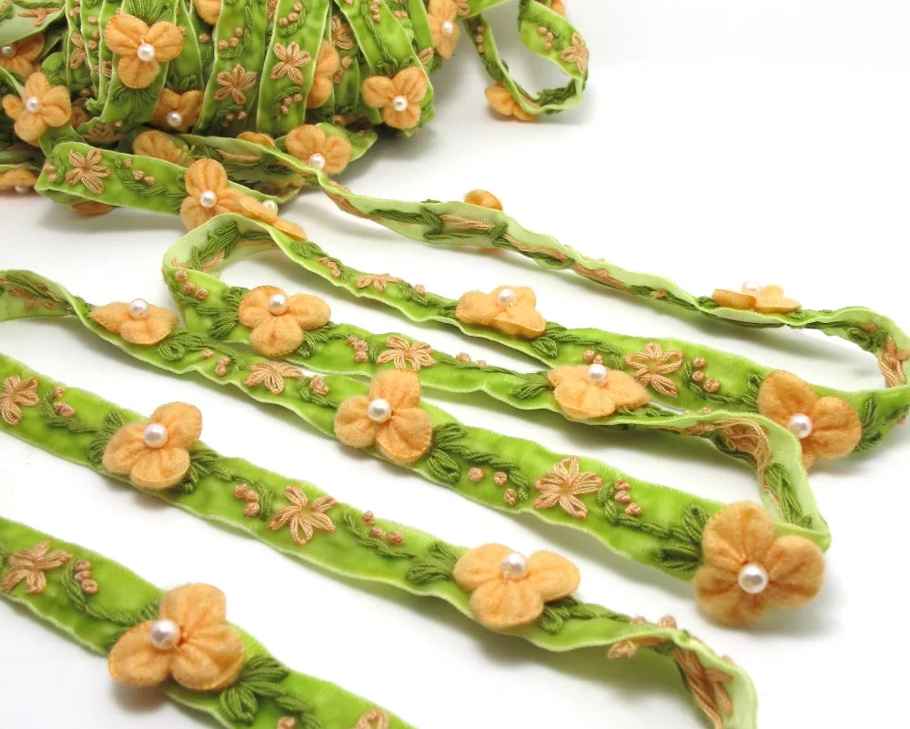 1 ярд 5/8 дюймов бархат розы вышитые ленты отделка | цветочные кружева поставки лук