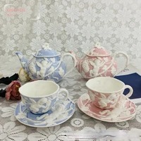 european style coffee cup saucer luxurious embossed lovely ceramic afternoon tea teapot simple high end coffee set