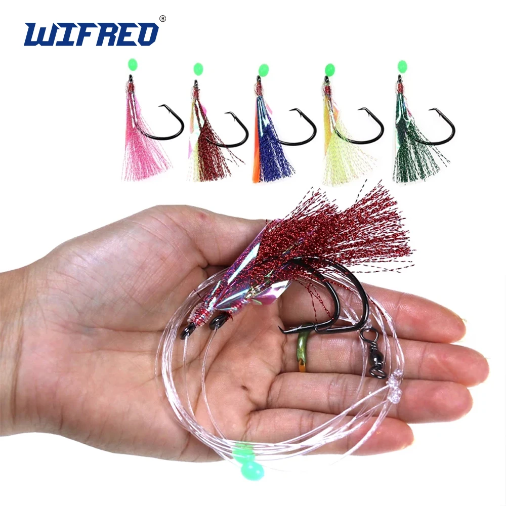 

Wifreo 3/0 рыбья кожа Sabiki Rigs с 2 крючками; Морские мушки; Маячок для рыбалки; Приманка; Треска; Риг с вертлюгом; Сельдь; Рыболовная установка