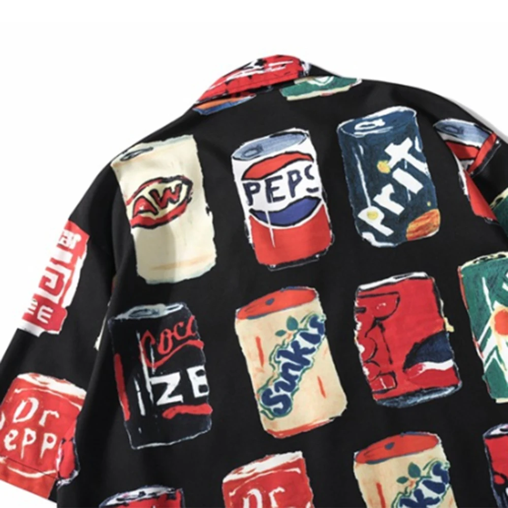 Мужская пляжная гавайская рубашка с принтом и отложным воротником летние