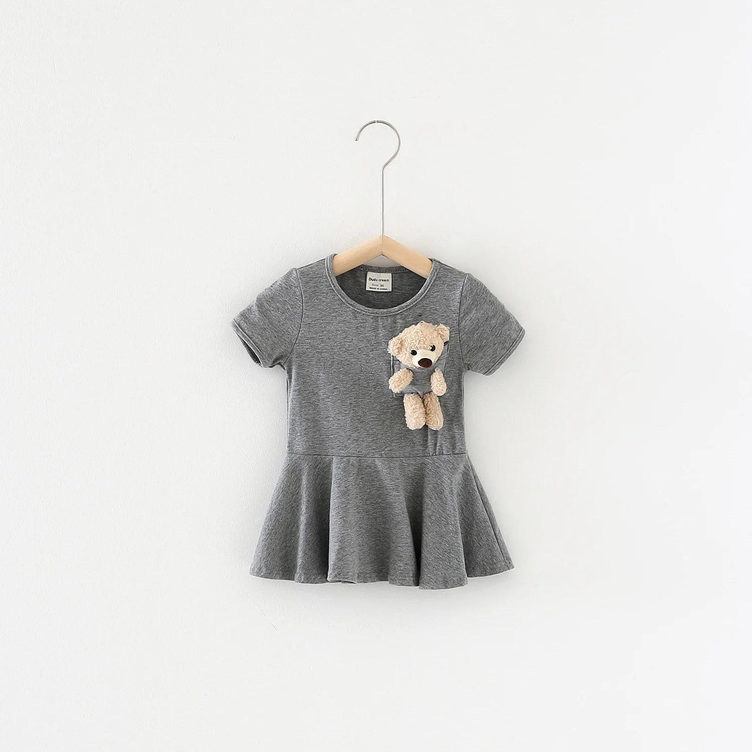 

2021 Summer Three-dimensional Bear Girl Dress Big Lotus Leaf Short-sleeved Children's Skirt