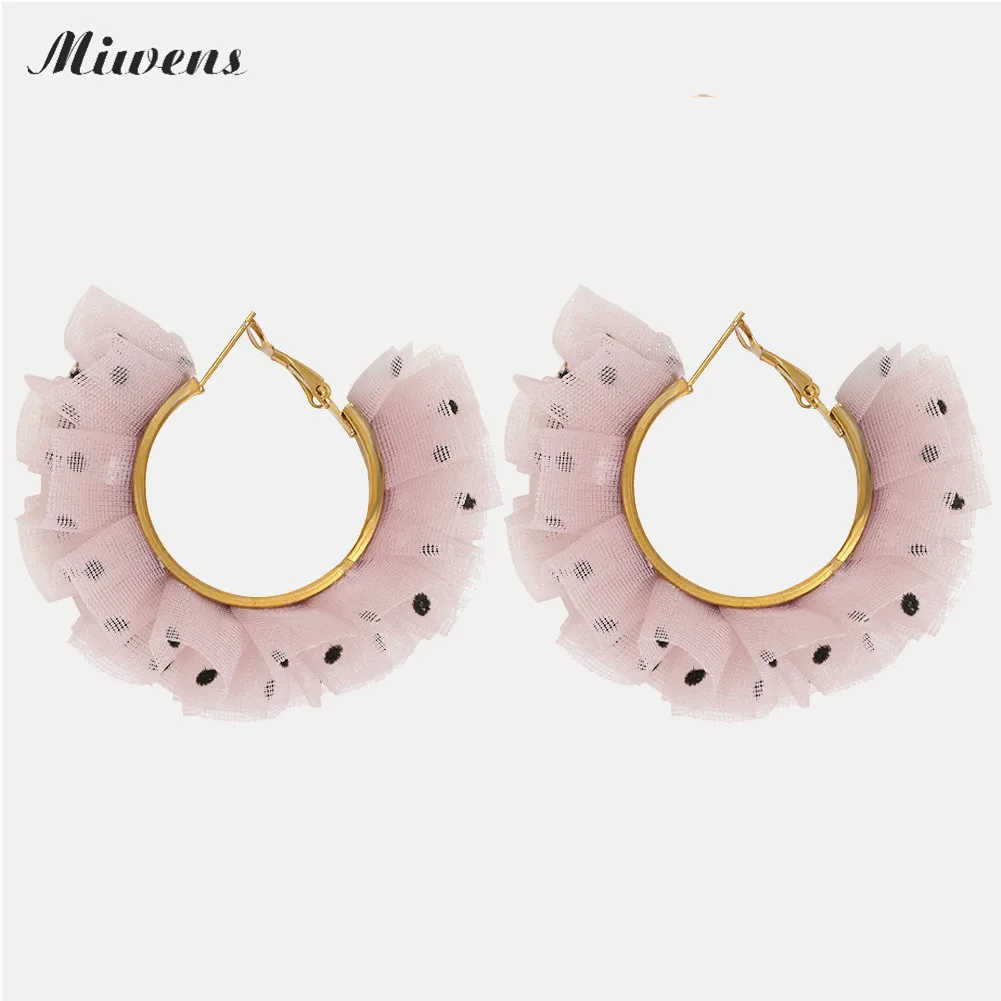 

Miwens Bohemia Big Circle Cotton Cloth Earrings for Women Geometric Round Statement Hanging Earrings Wedding Jewelry Accessory