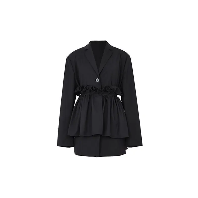 

XITAO Drawstring Black Blazer Fashion New Women Full Sleeve Goddess Fan Causal Style 2021 Spring Blazer Coat Top ZY5716