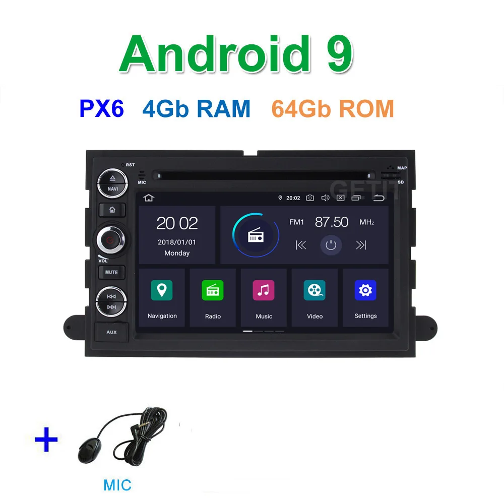 PX6 4G-RAM 64G-ROM DSP 64G PX6 Android 9.0 Car DVD Player Radio Stereo GPS for Ford 500/F150/Explorer/Edge/Expedition/Mustang/fusion/Freestyle - Цвет: PX6 4G-RAM 64G-ROM
