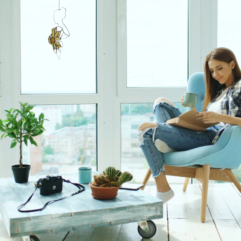 

Pregnancy Mother Stained Glass Suncatcher With Hook Sun-proof Sunflower Pregnant Mom Window Wall Hanging Decor Mother's Day Gift