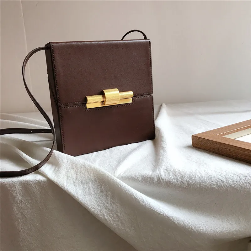 

WOONAM Women Fashion Genuine Calf Leather Box Crossbody Shoulder Bag WB0310