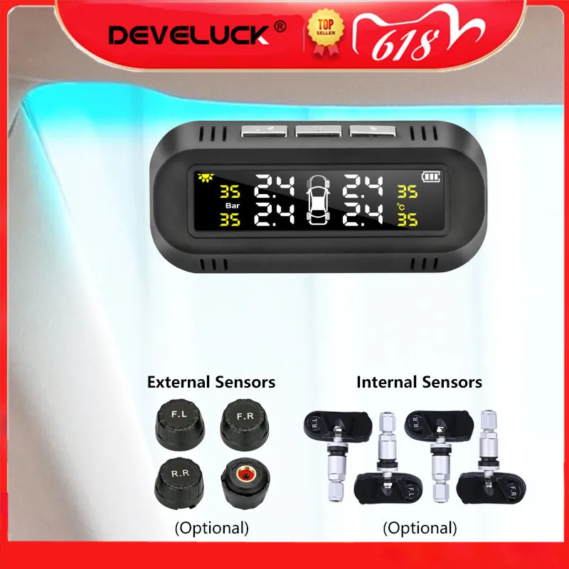 Система контроля давления в шинах TPMS беспроводная система на солнечной батарее 4