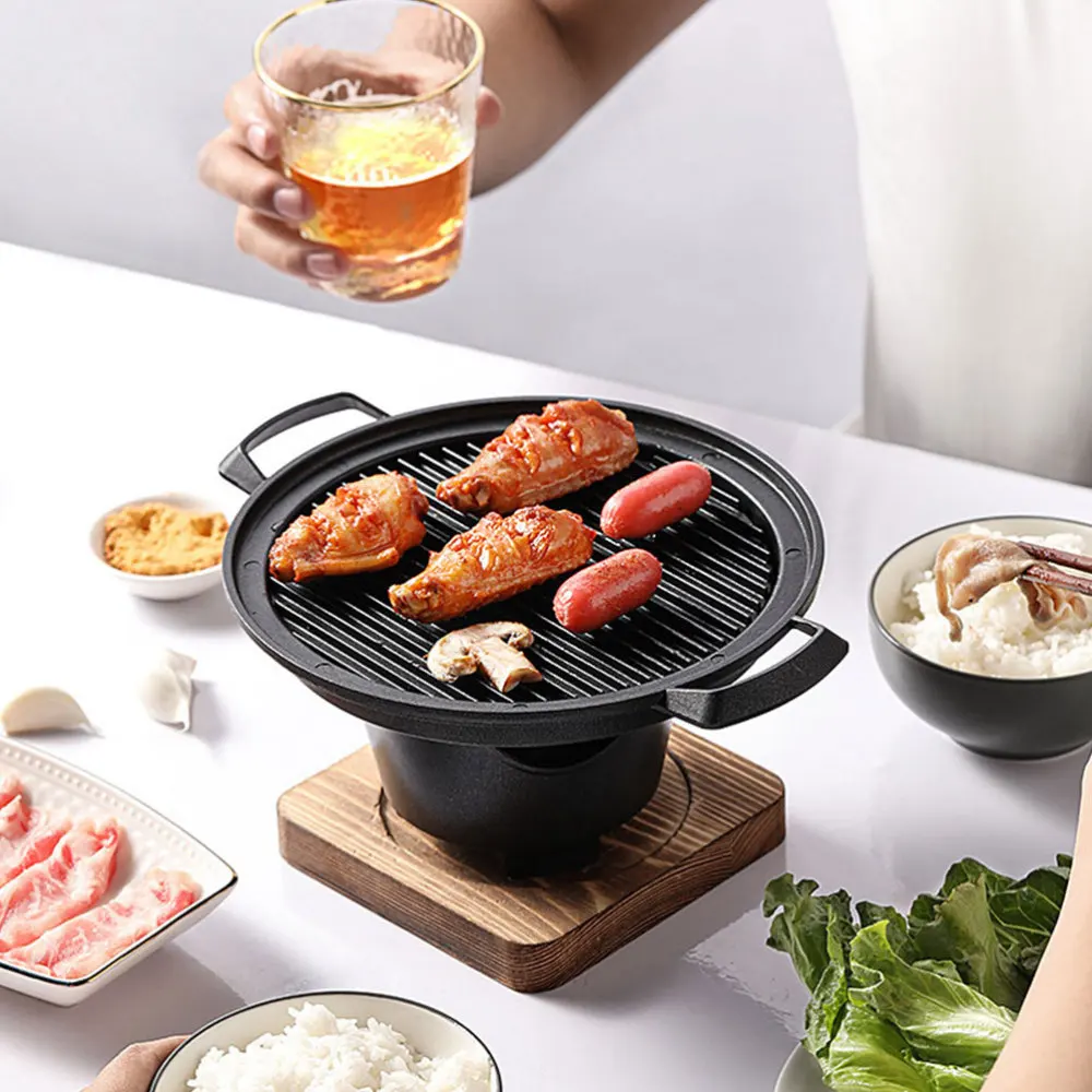 

1pc Barbecue Plate Indoor Frying Plate Roast Plate Home BBQ Accessory (Black)
