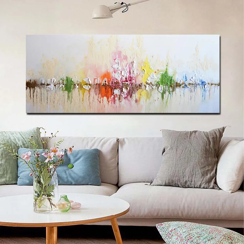 

Oil Painting on Canvas Handmade Abstract Thick Impasto Multi Color Art Wall Picture Canvas Living Room Home Decor Drop Shipping