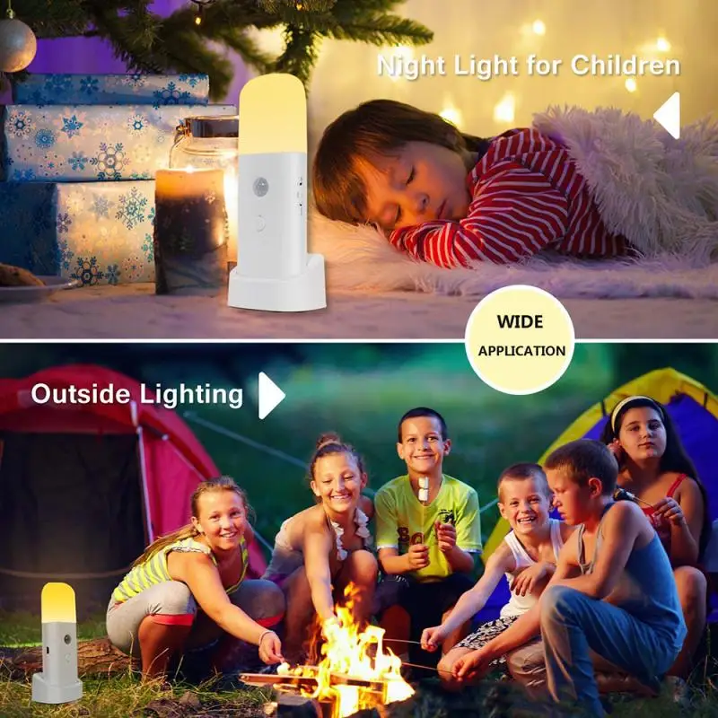 

2021 New Cordless Motion Sensor Light Indoor Dimmable LED Night Light Portable Motion Activated Glowing Warm 360Light Hot