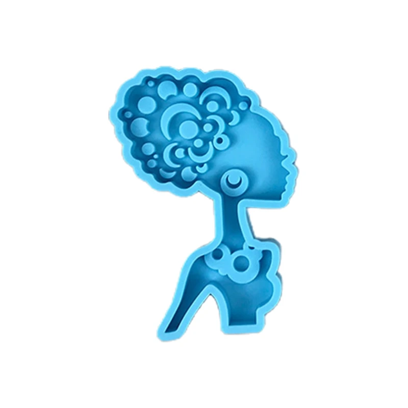 

Curly Hair Women Shape Coaster Cup Mat Pad Epoxy Resin Mold Keychain Pendants Silicone Mould DIY Crafts Jewelry Tool