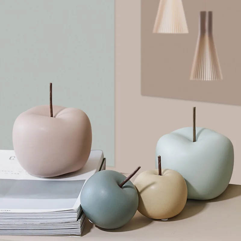 

Modern Style Home Decor Ceramic Apple Figurines Creative Arts &Soft Decorations Fruit Furnishings Ornament Craft For Wedding
