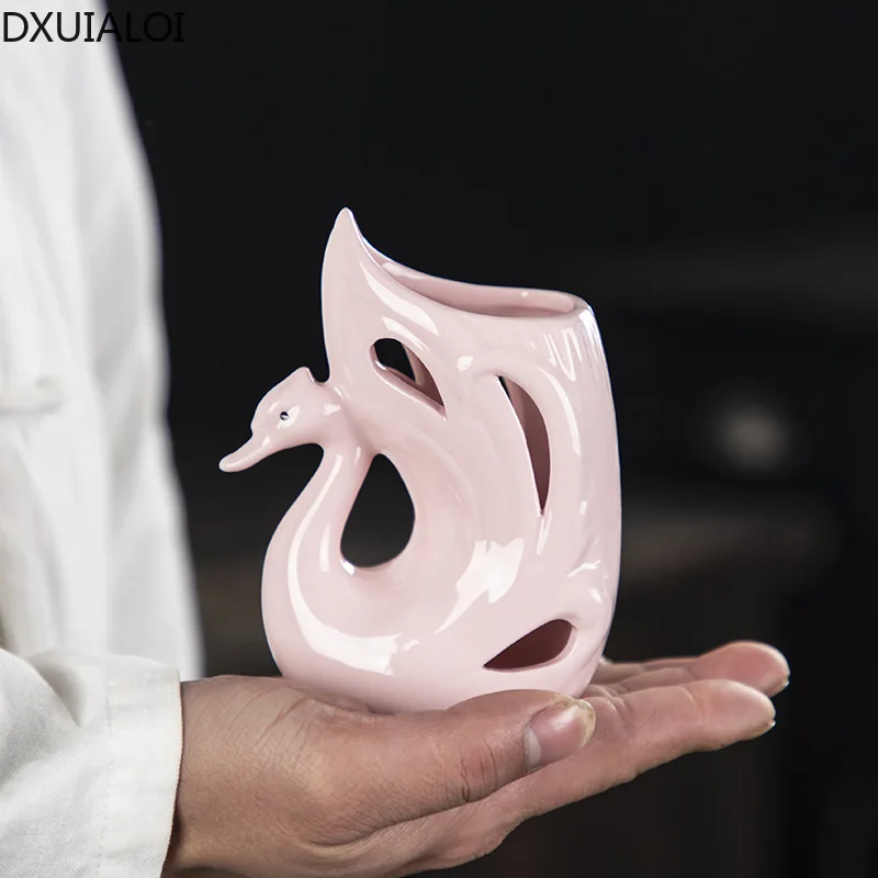 Ажурная керамическая ваза DXUIALOI в виде лебедя креативное украшение для офиса