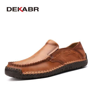 Мужские мокасины из натуральной кожи DEKABR, черные брендовые туфли на плоской подошве, легкие туфли для вождения, весна-осень 2019