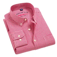 aoliwen brand men oxford 100 cotton anti wrinkle plaid long sleeve shirts for men 2021white casual lapel soft mens slim shirt