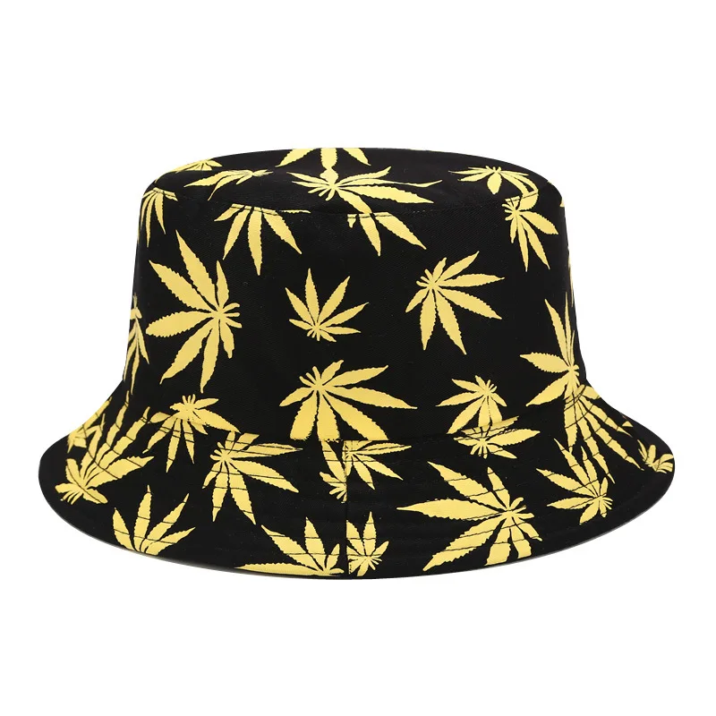 

Hot Selling Maple Leaf Printing Men's Bucket Hat Reversiblesun hatsSummer Sunscreen Beach Hat Unisex Bob Cap