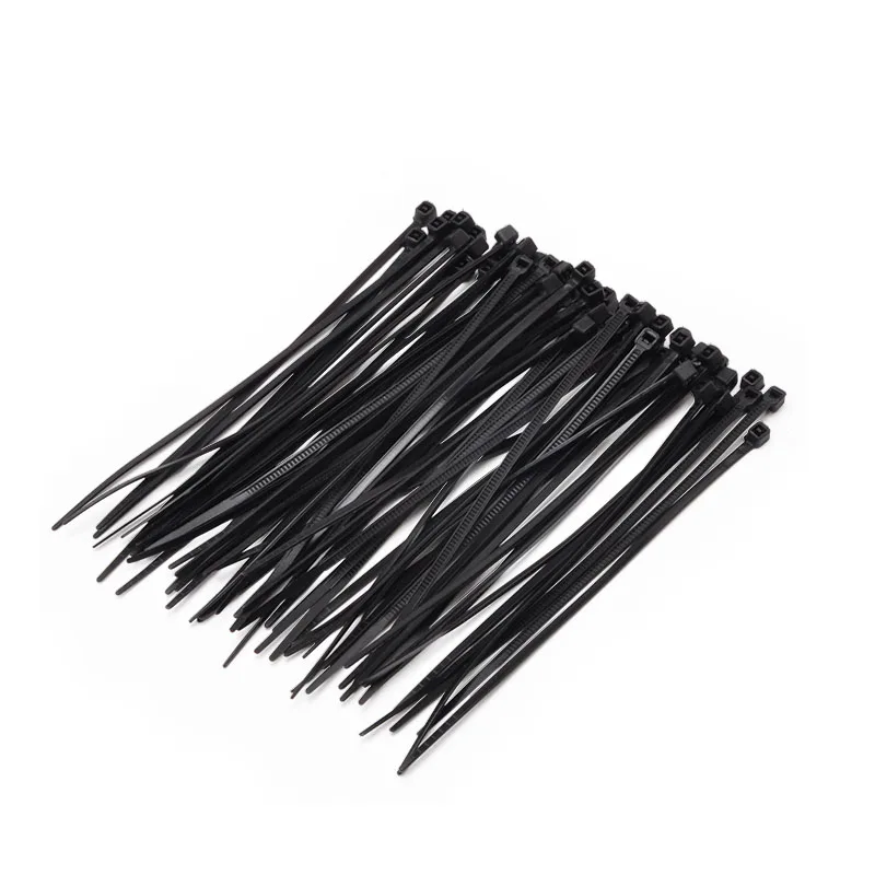Самоблокирующиеся пластиковые нейлоновые кабельные стяжки 100 шт. черные