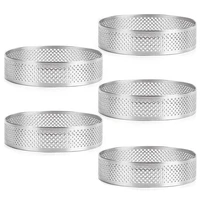 stainless steel perforated tart ring 5pcs 5cm perforated cake mousse ring diy round tart rings for baking dessert ring