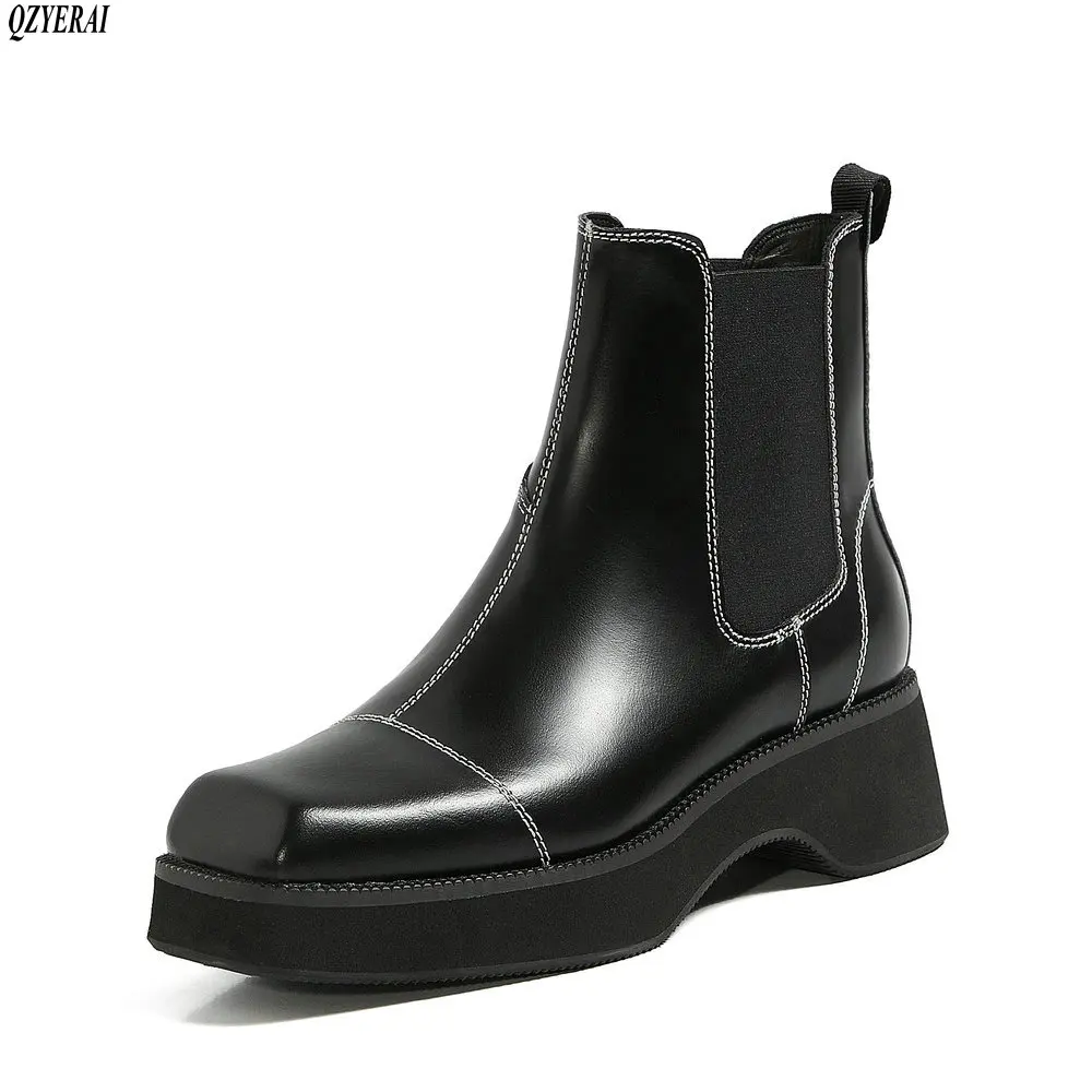 

Martin Boots Female 2020 New Cow genuine leather boots women round toe platform boots round toe autumn winter ankle boots female