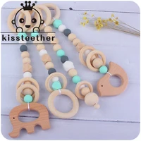 kissteether 4pcsset baby teether wooden animal pacifier pendants bpa free beech baby gym accessories pacifier chain pendant toy