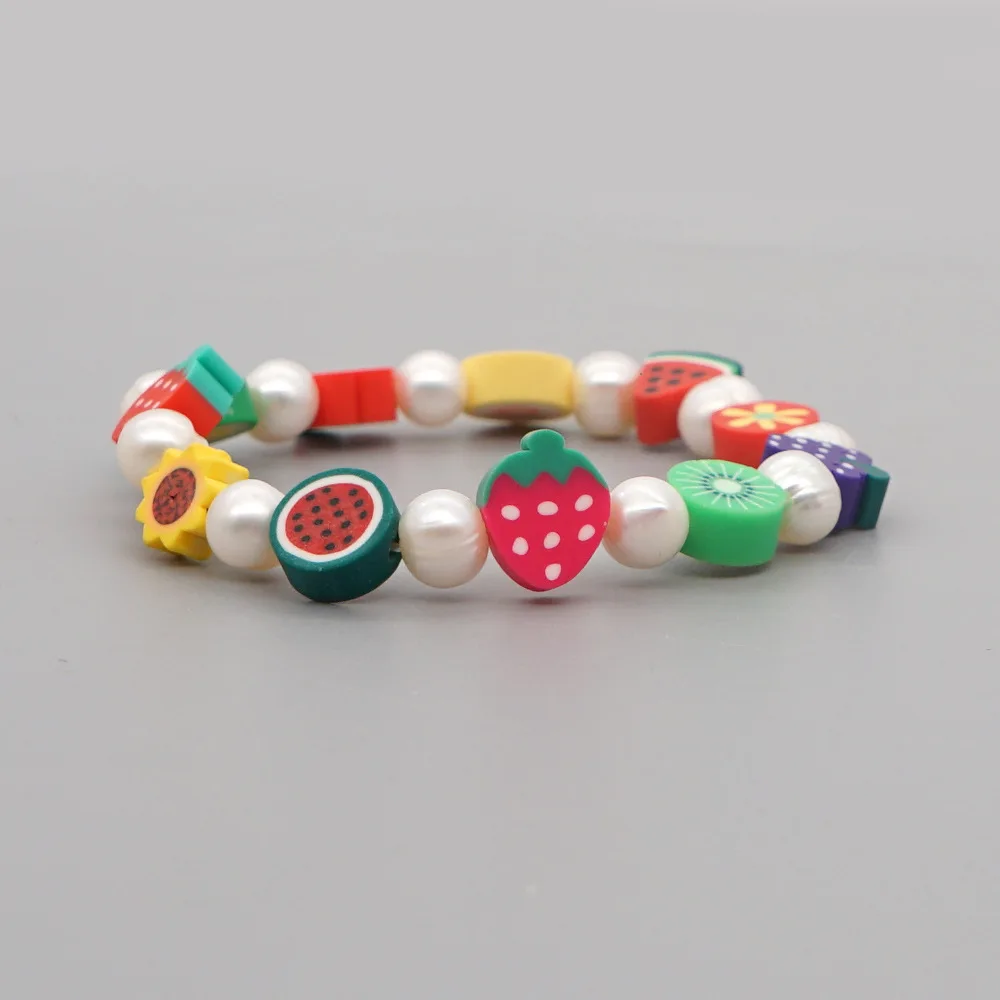 1 шт. натуральный пресноводный жемчуг браслет Чистый Белый стрейч свадебный для