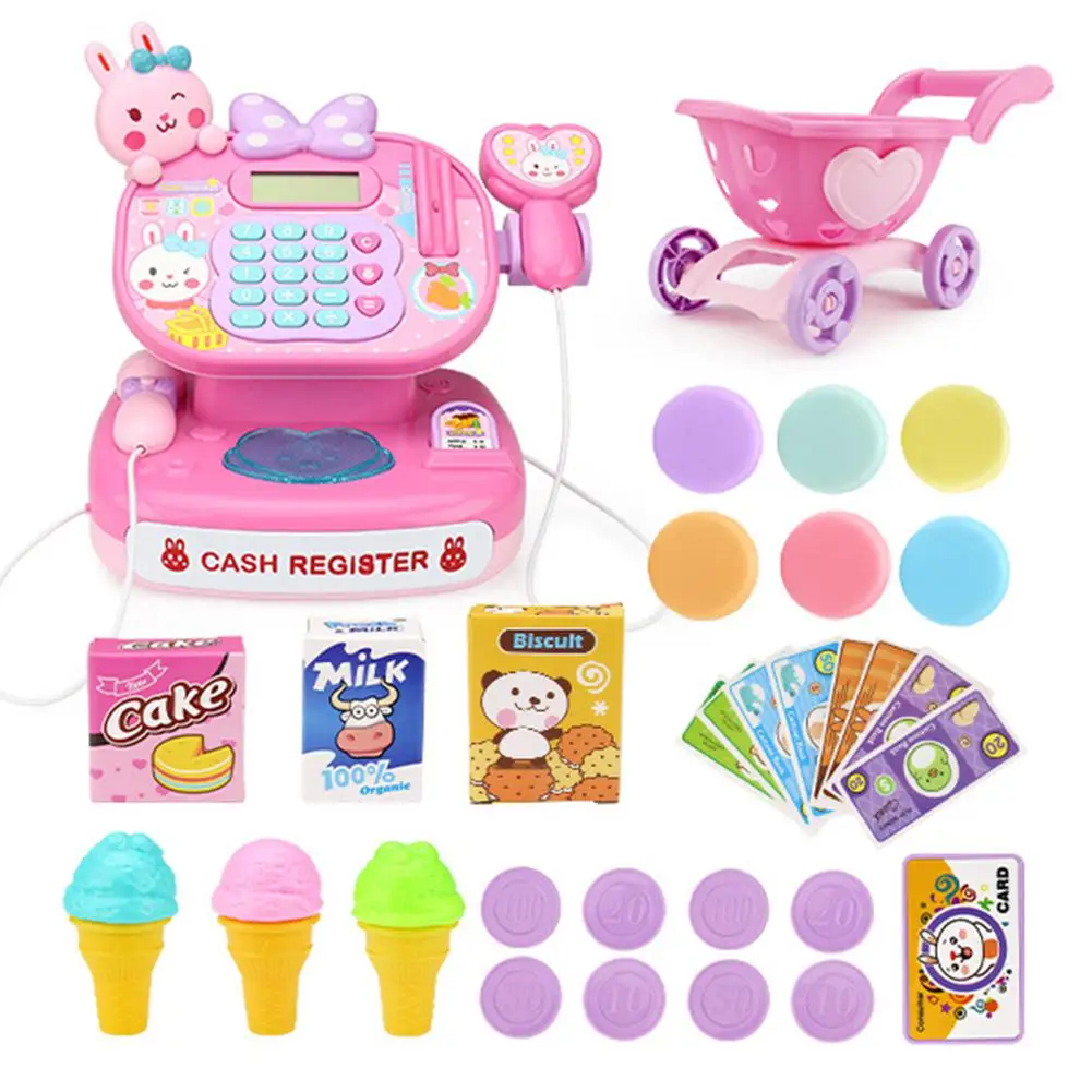 Simulation Multi-functional Cash Register Toy Educational Pretend Play Operated Working Calculator Scanner Set |