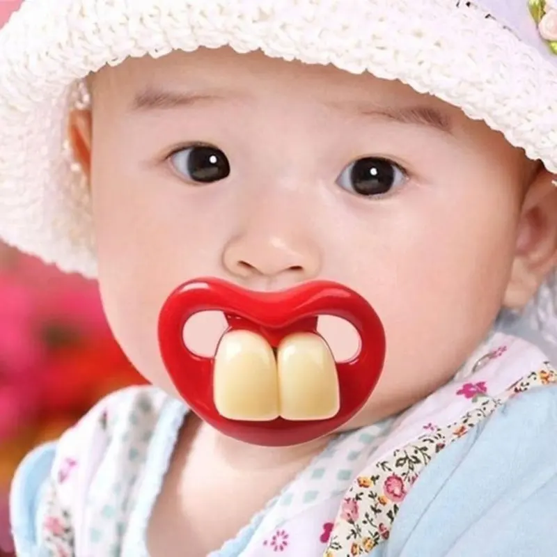 Еда Класс силиконовый забавная Соска пустышка для малыша с большой бак зубы