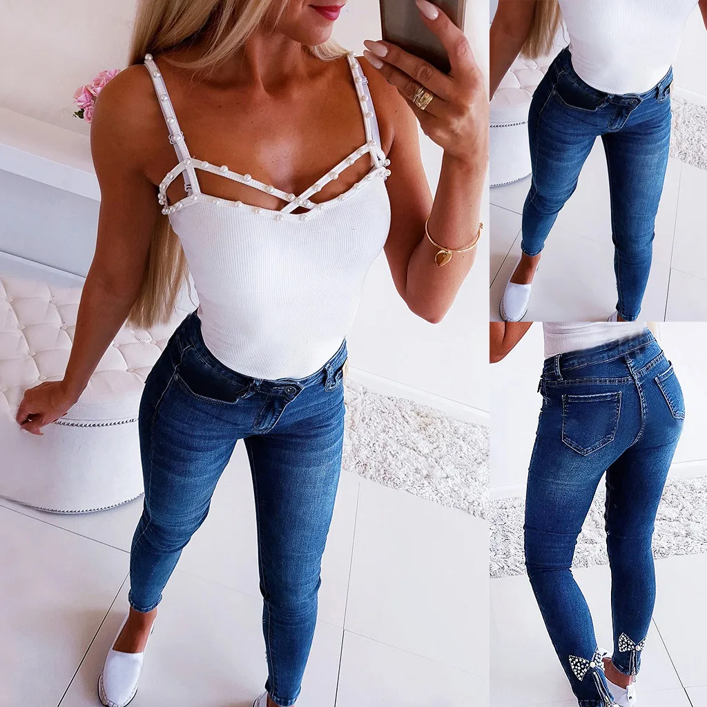 SAGACE Basics обтягивающие джинсы уличная мода пуш ап джинсовые брюки женские